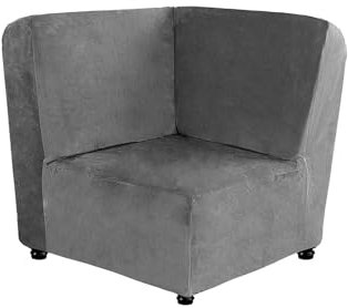 XHDZSW Corner Sectional Couch Covers 5 Seater, for Recliner Corner Seat Sectional Recliner Couch Covers, Soft Stretch Velvet Corner Sofa Cover, Recliner Slipcover (Corner Piece,Grey)