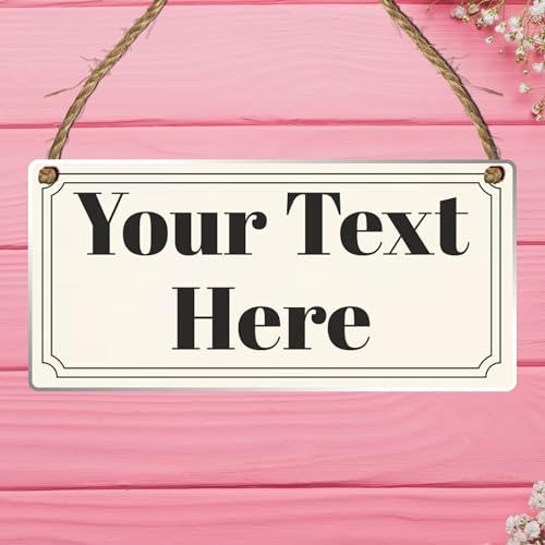 Personalised Hanging House Sign - Gift for Christmas, Anniversary, Wedding, Birthday, Father's Day - Custom Couple Garden Sign - 10 Designs (Acrylic Indoor & Outside Use 19cm x 9cm, Creme)