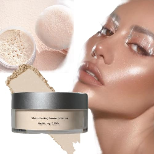 KARLOR Shimmering Loose Powder with Puff - Glow Setting Powder with Shimmer Fixing & Mattifying Makeup Finish - Waterproof