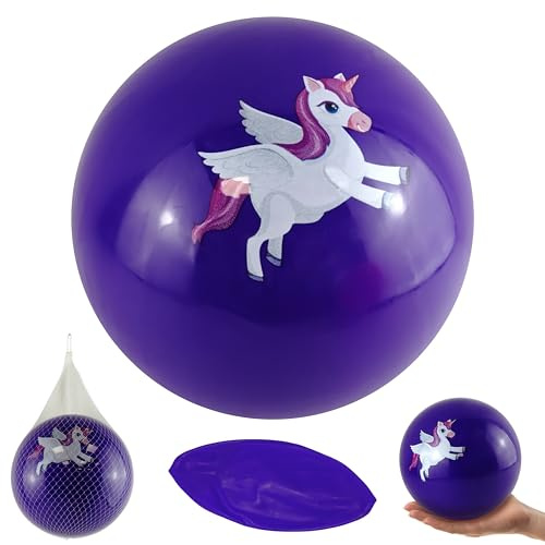 HOVUK Purple Bouncing Balls for Kids, Unicorn Pool Entertainment Ball with No Burrs and Smooth Surface, Inflatable PVC Outdoor Balls, Pool Float Beach Ball, Size-66cm