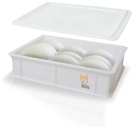 Akitaink Cassetta per Lievitazione Pizza e Pane | Contenitore per Impasto con Coperchio, Plastica Lavabile in Lavastoviglie, 30x40x10 cm (1 PORTAIMPASTO CON COPERCHIO)