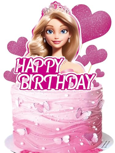Tortendeko - 9 Stück Rosa Mädchen Kuchendeko für Prinzessin Thema Party Geburtstag