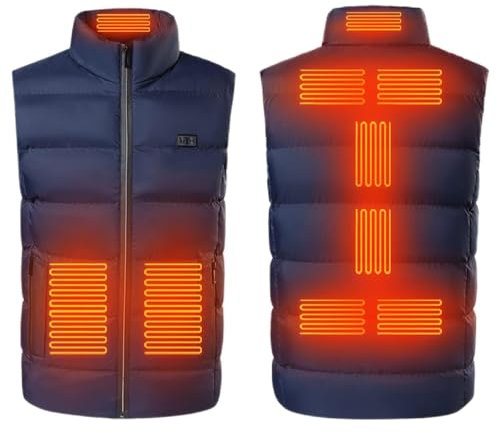 Herren Beheizbare Weste Warme Dicke, Heizweste Leichte Aus Baumwolle, Dual Control Neun Zonen USB Beheizte Weste Elektrische Daunenjacke Beheizte Baumwolljacke Sale Steppweste Mit Wärmefunktion