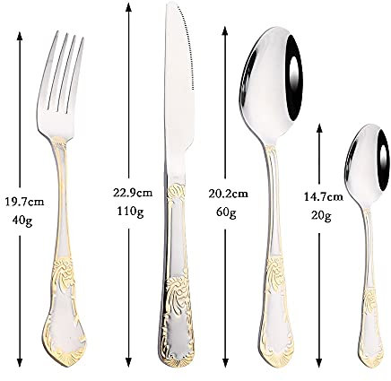 YIHANSS Party-Besteckset aus Edelstahl, Löffel, Messer, Gabel, Essgeschirr, Besteckset, Silberbesteck, Küchenset, herausragend (Farbe: 2 Stück) (1 Teelöffel)
