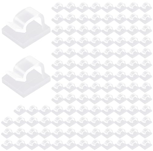 OWLMATE 120 Stück Kabelhalter Selbstklebend, Kabelschellen, Cable Management, Kabelclips für Kabelmanagement - Kabelbefestigung Lichterkette (Transparent)