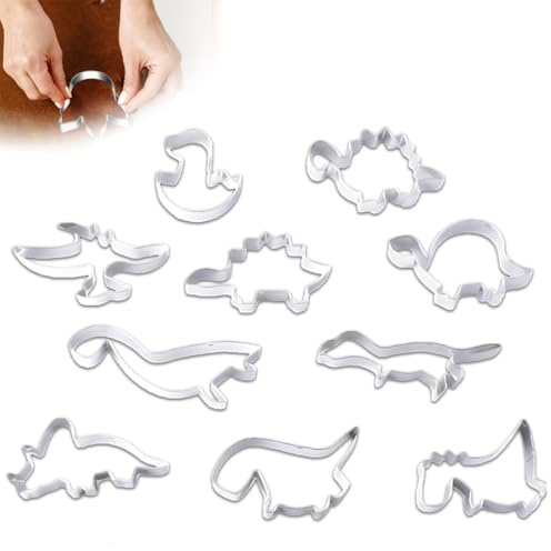 KYLOS Cortadores Galletas Dinosaurio, 10 Piezas Molde Galletas Dinosaurios Para Niños Dinosaurios Tematica Cumpleaños Decoracion