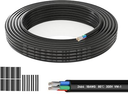 SCHDRA UL2464 18AWG 4x0,75mm² Cavo Elettrico Bassa Tensione, 8m | Rame stagnato multifilo, PVC flessibile. Per RGB LED, nautica, solare e auto