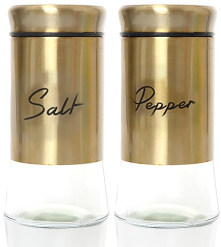 Salz- und Pfefferstreuer-Set 150 ml Salz- und Pfefferstreuer aus Glas mit Edelstahldeckel nachfüllbarer Gewürzstreuer Zubehör für goldenes - -Set