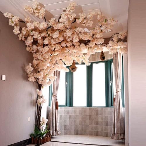 baum kunstpflanze groß Künstlicher Kirschblütenbaum For Den Innenbereich, Sakura-Baum-Dekoration, Kirschblütenranken Mit 30 Zweigen, Kirschblüten-4-Baumranke, Champagner, Japanisches Kirschblüten-Deko