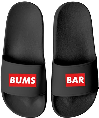 MoonWorks® Herren mit Spruch BUMS BAR –Gadget Malle, Festival JGA Männerurlaub– Witzige Badeschlappen für Urlaub