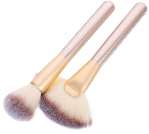 MUCKLILY 1 ensemble Pinceaux de Maquillage Pinceau Éventail et Pinceau Poudré pour Highlighter et Ergonomique avec Poignée