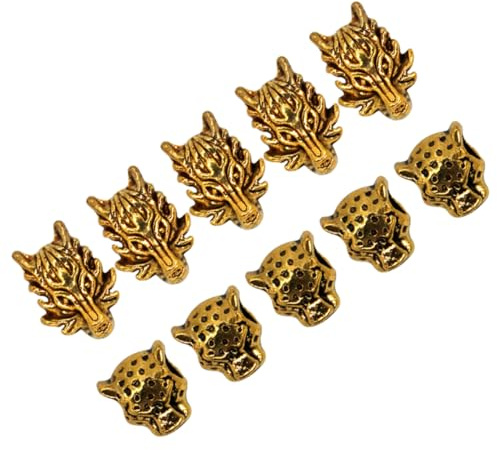PACKOVE 10piezas Joyas Cabello Accesorios para Trenzas Diseño de Cabeza de Dragón Leopardo Material Uso Fiestas de Fantasía
