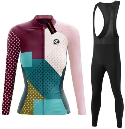 UGLY FROG Neue Größe Fahrradbekleidung Set Damer Radtrikot Langarm Vindtäta Damer Thermische Fleece med 20D Polster Byxor