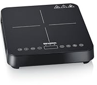 SEVERIN Piastra a Induzione Singola, Piano in Vetroceramica Antigraffio Finitura Opaca, 10 Livelli di Potenza, Touch Screen, Diametro 22 cm, Riconoscimento Pentola, 2000 W, Nero - KP 1026
