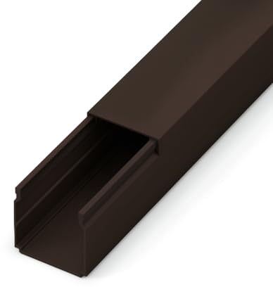 PVC-Kabelkanal 40 x 40 mm, Gesamtlänge 2 m, Elektro-Installationskanal mit Abdeckung, Dunkelbraun