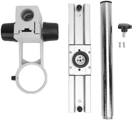 Fafeicy Mikroskopständer aus Aluminiumlegierung, Höhenverstellbar Bis zu 300 Mm mit 295 Mm Gleitschiene für Digitale Mikroskopkamera, Stabile Metallhalterung mit Tragbarer Tragetasche