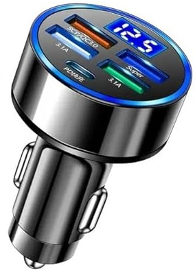 Car Charger, Cigarette Lighter USB Charger Total 250W [USB C 90W+USB A 160W] 12V USB Socket, PD3.0 Fast Charge Car Phone Charger Metal Adapter for iPhone 17 16 15 14 13 Pro Max iPad Samsung Google