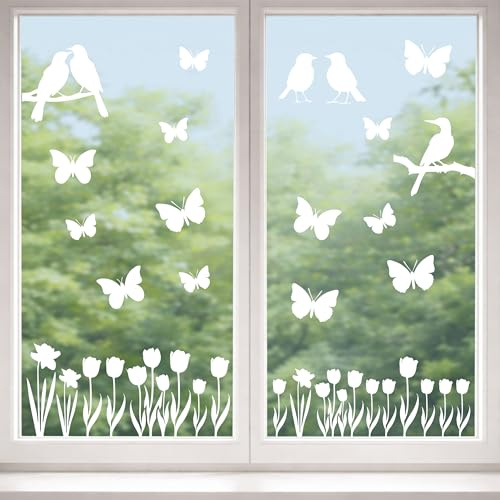 Fensterbilder Sommer/Frühling 32 Stück, wiederverwendbare Fenstersticker
