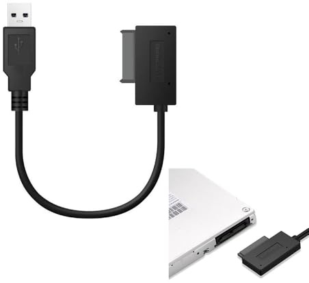 HoxzoDa Cable adaptador USB a SATA de 7 y 6 pines, convertidor externo USB 2.0 para reproductor de CD/DVD DVD-ROM portátil, con tornillos de fijación, Plug & Play
