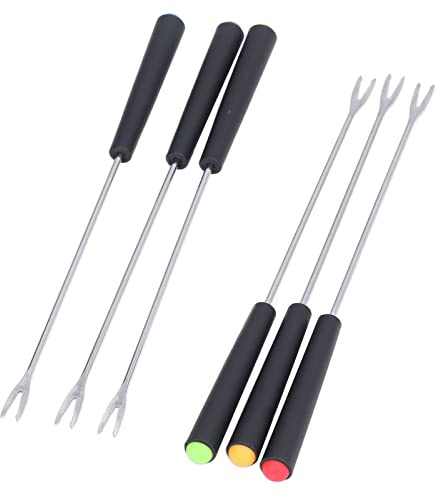 Spacnana 6 Tenedores para Fondue, Tenedores Largos de Acero Inoxidable Resistentes a la Corrosión con Tapa Multicolor, para Pastel, Fondue de Queso y Chocolate
