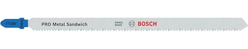 Bosch 3x Stichsägeblatt T 718 BF Metal-Sandwich (für Metall-Sandwich-Paneelen, Zubehör Stichsäge)