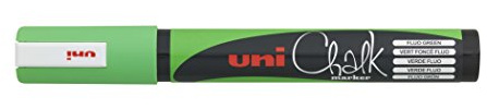 uni-ball PWE-5M - Rotulador de tiza (12 unidades), color verde fluorescente
