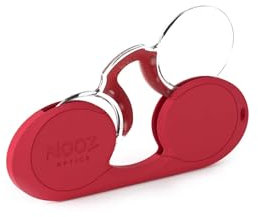 NOOZ Optics Ovale - Lunettes de lecture sans branches pour homme et femme - Etui très compact. Un indispensable pour tout presbytes. 6 couleurs / 5 Corrections, Rouge, +2,5