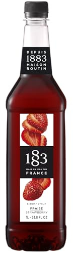 1883 Maison Routin Strawberry Syrup Perfect for Coffees, Cocktails & Smoothies - Vegan-Friendly, Allergen-Free, No Preservatives - 1L PET Bottle