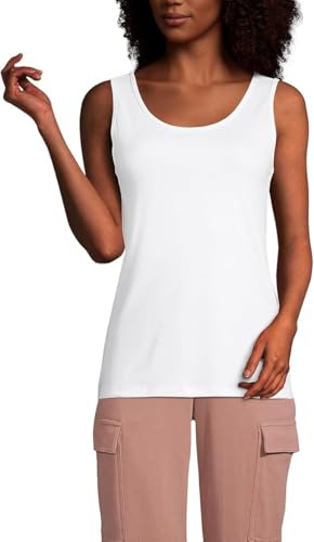 Lands' End Women's Cotton Tank Top Medium White