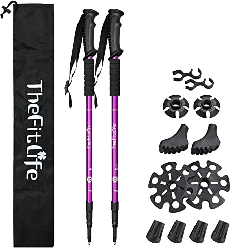 Telescopic Trekking Poles for Hiking, Anti-Shock Nordic Walking Sticks | Hiking Poles Collapsible Lightweight & Durable, Adjustable from 65-130cm for Men & Women, Camping, backpacking, Snowshoeing