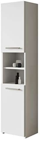 Badezimmerschrank Libra S40, Seitenschrank Hochschrank Farbauswahl Schrank Midi-Schrank Badmöbel (Weiß)