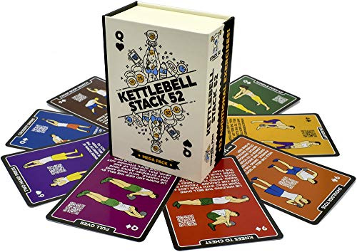 Stapla 52 Kettlebell-Träningskort: Spelkortspel med Videoinstruktioner. Lär dig vattenkokare Bell rör sig och konditioneringsborrar. Hemträning (2019 Mega Pack)
