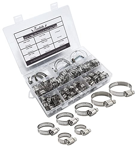 71Pcs Jubilee Clip Stainless Steel Hose Clips Adjustable 6-38mm Range Hose Clamps Pipe Clips Assortment with Screwdriver and Storage Case, 7Sizes