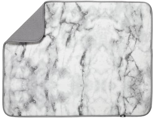 S&T INC. Dish Drying Mat for Kitchen, Absorbent, Reversible XL Microfiber Dish Mat, 18 Inch x 24 Inch, Marble