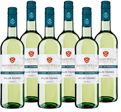 Oberrotweiler Müller-Thurgau Kabinett - Weißwein lieblich, fruchtig frisch im Geschmack - Badischer Wein, Anbaugebiet Kaiserstuhl (6 x 0,75 l)