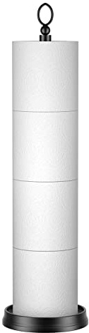 ROLABAM Heavy Weighted Toilet Paper Holder (with Reserve Function) Free Standing, Spare Toilet Paper Roll Storage Stand for Bathroom Total Height 22.5 ，Matte Black