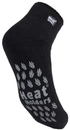HEAT HOLDERS - Mens 2.3 TOG Warm Thick Anti Slip Low Cut Ankle Thermal Slipper Socks | Trainer Socks with Grips for Winter