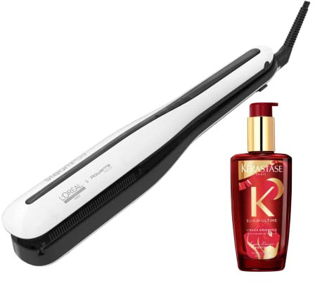 Steampod 3.0 x Kérastase | Edizione Limitata Elixir Ultimate | Raddrizzatore a vapore professionale 2 in 1: Levigatura e Wavy | Tecnologia Vapore | Cura di sublimazione multiuso | L'Oréal