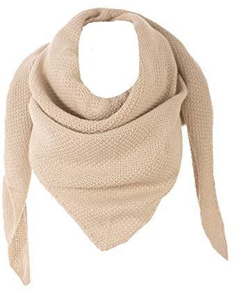 FASHION YOU WANT Damen XXL Strick Dreieck Schal mit Reiskorn Strickmuster in Unifarben, Schal, Leichtes Tuch