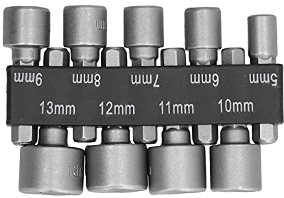 Set di punte per trapano a testa esagonale da 9 pezzi, set di chiavi per dadi elettrici da 5-13 mm Punte per avvitatore per dadi in acciaio CR-V per trapano a percussione