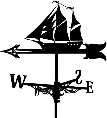 CAZARU Wetterfahne Wetterfahne Wikinger-Schlachtschiff, langlebig, Edelstahl, Sprühfarbe, Gartenarbeit, Piratenschiff, Windmesser, Bauernhof, Pavillon, Rasen, Stil 1