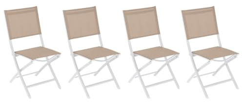 Hespéride - Set mit 4 Klappstühlen Essentia für den Garten, Leinen & Weiß