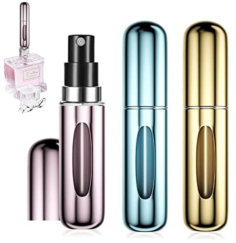3 PCS 5ML Atomizador Perfume Recargable, Mini botella rociadora portátil, Pulverizador colonia recargable, perfume miniatura sin fugas, frasco.Ideal para salir de noche, viajar, fiestas, cita.