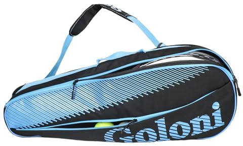 Goloni Tennisväska 3-4 racketar med extra främre ficka för andra väsentligheter, tennisracketväska med avtagbar axelrem, blå
