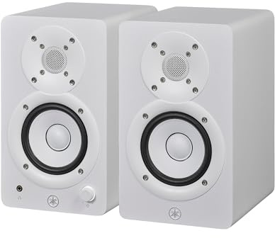 Yamaha HS4 Studio Monitors (White) – Compact 2-Way Powered Speakers with Advanced Sound Control and Versatile Connectivity for Music Production and Video Editing