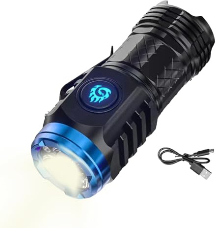 Torcia LED Murman - Impermeabile, Ricaricabile USB, 5 Modalità di Illuminazione, 3 LED ad Alto Numero di Lumen, Tascabile per Campeggio/Emergenza