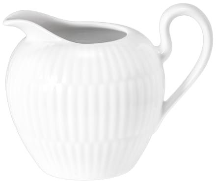 Seltmann Weiden Amina Milchkännchen 290 ml | Gießer für Milch & Sahne | Großes Kännchen mit feinem Reliefmuster | Porzellan, Spülmaschinenfest | Weiß