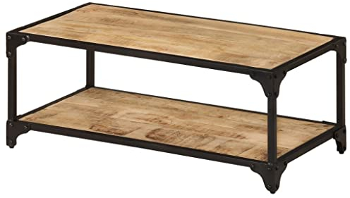 BUKSCYJS Couchtisch kleine Zimmer, Sofatisch, WohnzimmertischCouchtisch 90x45x35 cm Raues Massives MangoholzFür Wohnzimmer, Schlafzimmer, Büro, Eingang, Korridor