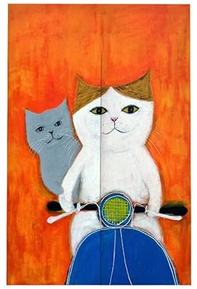 tür Vorhang 2x42.5x150cm Niedliche Katze Room Divider,Japanese Style Door Curtain Restaurant Entrance Hanging,Half Curtain Decorative Curtains,Küche Shop Tür Halber Vorhang