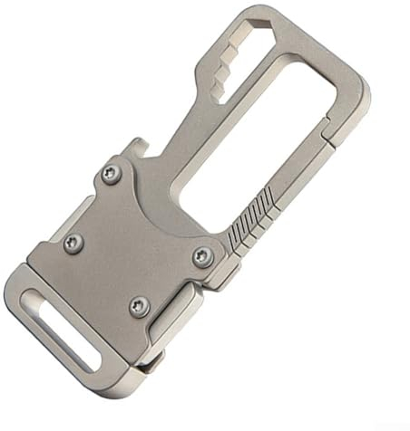 Hasaller Titanium Carabiner Keychain Clip Multifunctional Bottle Opener Lightweight Ti Keychain Heavy Duty Keychain Carabiner for Camping Outdoor Adventures